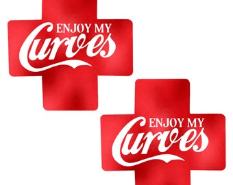 Coca-Cola Style "Enjoy My Curves" Pasties | Red X Nipple Covers