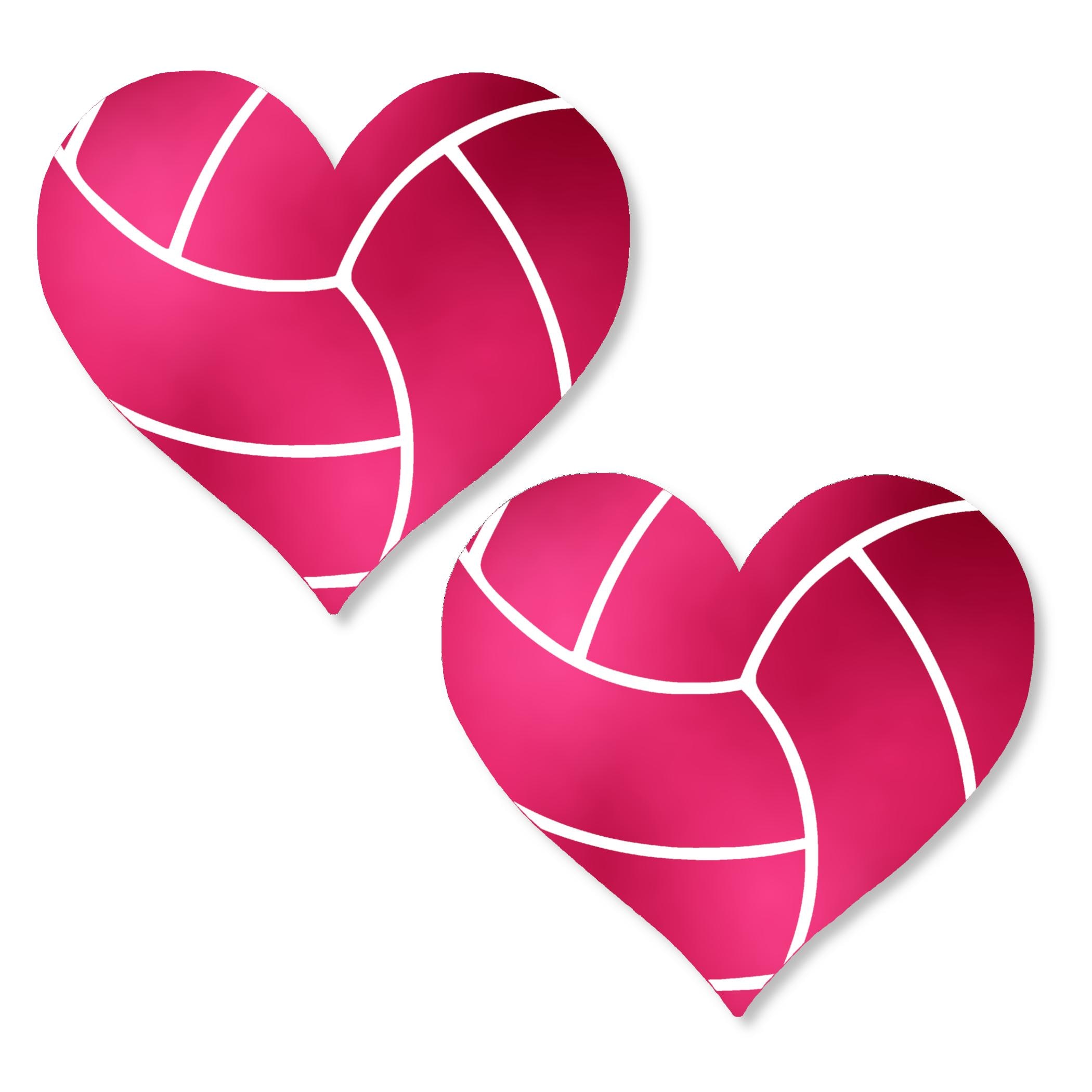 Volleyball Heart Pasties – Pink Nipple Covers for Sports Fans