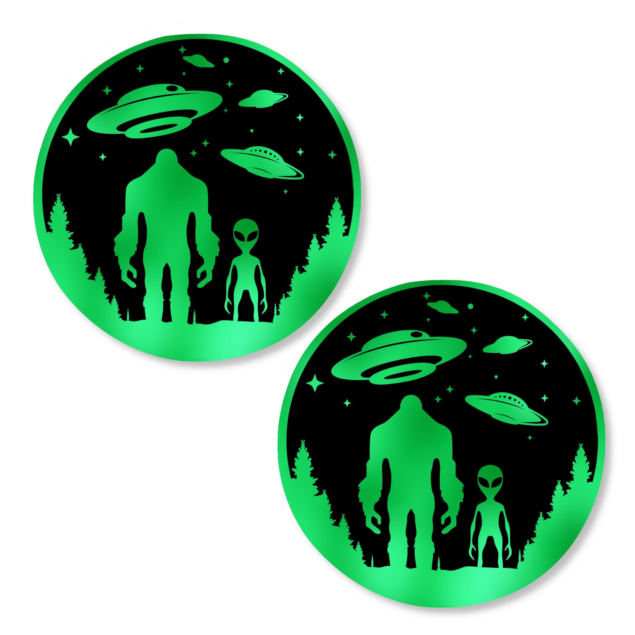 Bigfoot & Alien Pasties – Circle Nipple Covers with UFO Design