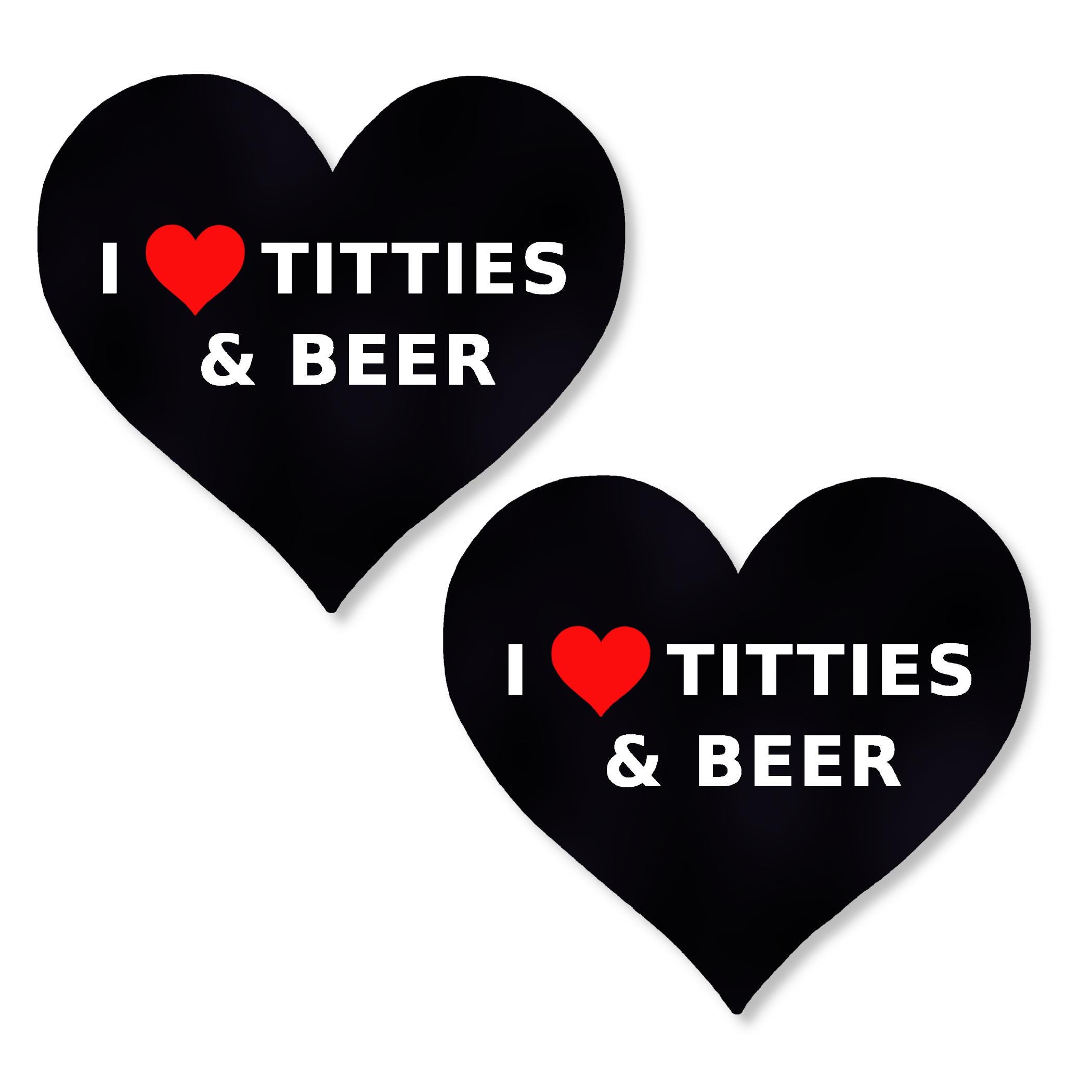 I Love Titties & Beer Pasties | Colorful Heart Nipple Covers for Fun Events