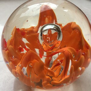 Paperweight glass ball orange image 3