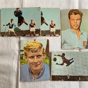 Tarjetas coleccionables de fútbol Heinerle 5 piezas de los años 60