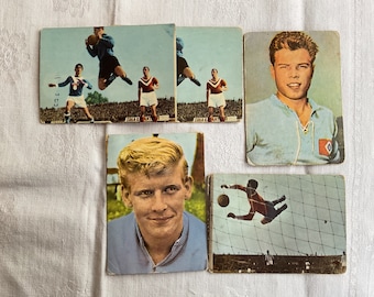 Football trading cards Heinerle 5 pieces 60s