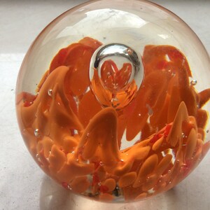 Paperweight glass ball orange image 2