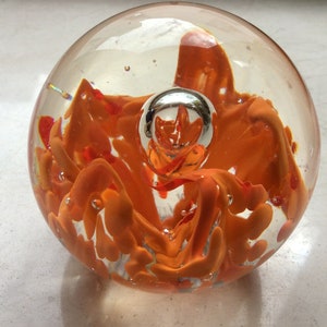 Paperweight glass ball orange image 4