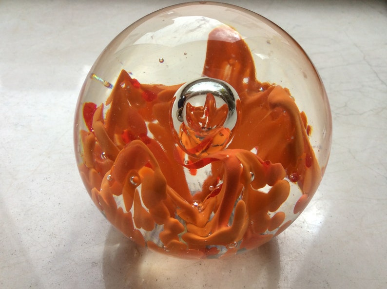 Paperweight glass ball orange image 4