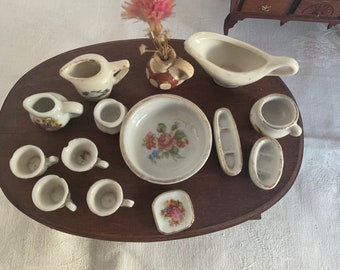 Doll tableware 1:12 14-piece vintage