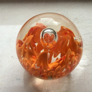 Paperweight glass ball orange image 1