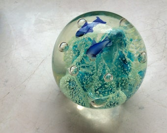 Paperweight glass ball corals and fish