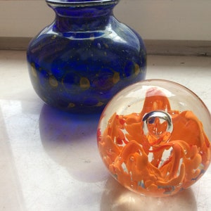 Paperweight glass ball orange image 5