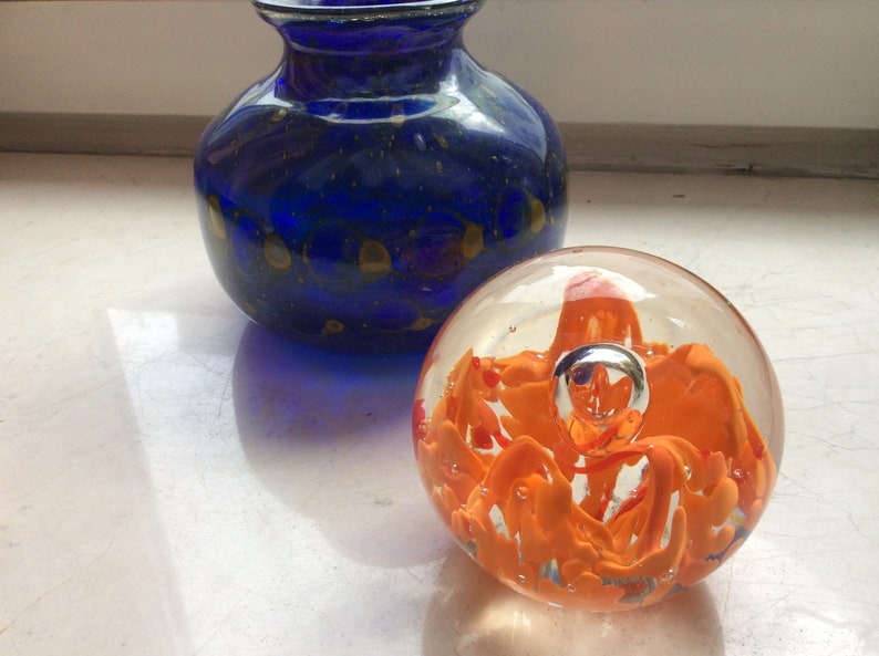 Paperweight glass ball orange image 5