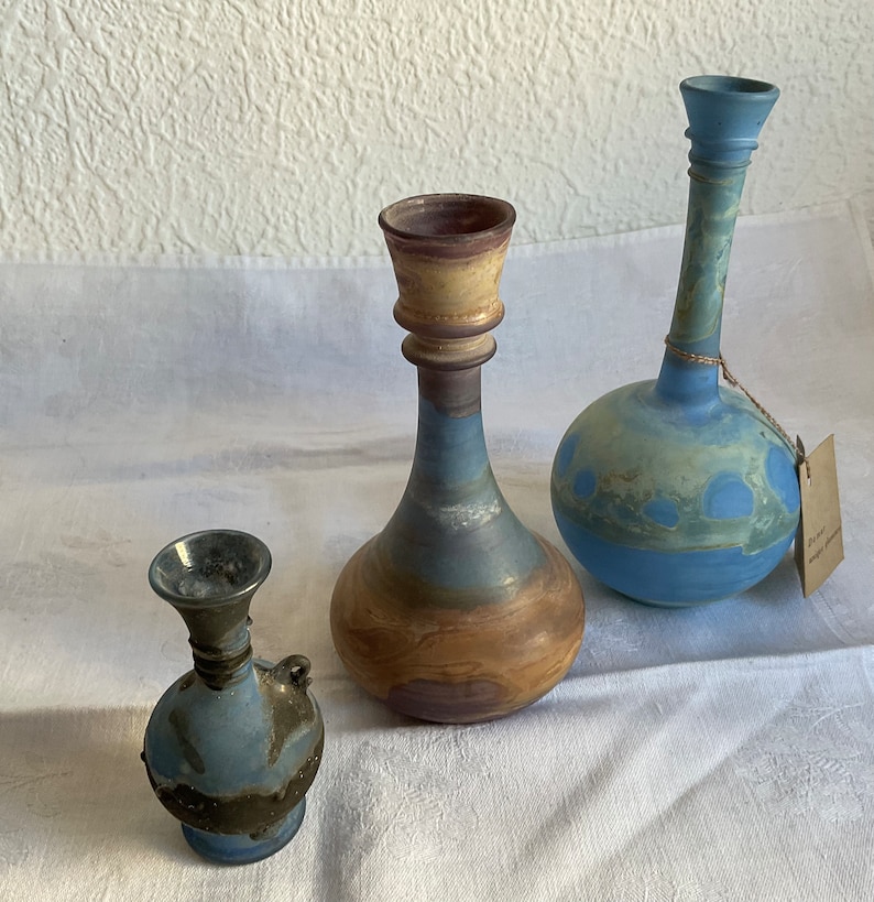 Vases en verre soufflés à la bouche en Israël Vintage image 1