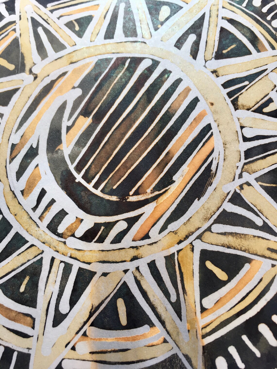 Folk Art Sun Original Painting / Sun & Moon Art / Celestial Etsy