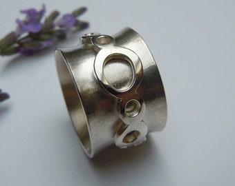 Wide rotating ring 925 silver with eyelet play ring - spinning ring - meditation ring - gifts for her - ring size 58, unique piece