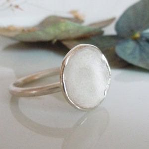 Ring small disc 925 silver irregular matte round - organic unique jewelry - gifts for her - molten ring, ring size 52