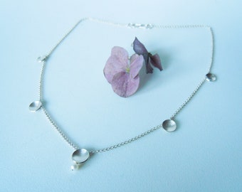 Silver disc necklace with white freshwater pearl - ready to ship - gift for her