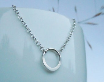 Fine short eyelet chain 925 silver round simple - gift for her - delicate necklace