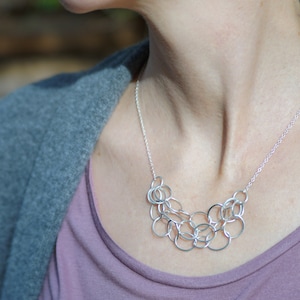Korte oogketting van 925 zilver met middengedeelte met meerdere rijen, cadeaus voor haar, klaar om te verzenden, decoratieve schakelketting, biologisch