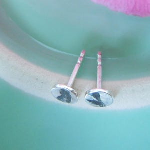 925 sterling silver disc stud earrings, small, vegetable blackened imprint, 5 mm round disc, Wabi Sabi jewelry, gifts for her, black image 6