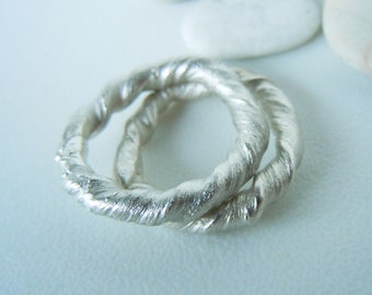 Narrow twist rings made of 925 silver, modeled, round, unique organic jewelry, individually or as a pair, molten ring, organic ring