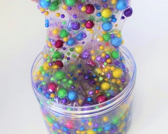 Candy Spit - Clear Pale Purple Colorful Half Floam Slime - Realistic Rock Candy Scented
