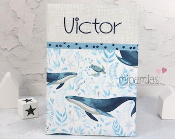 U-booklet sleeve blue whale with desired name