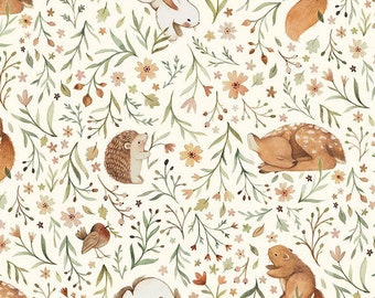 Cotton fabric little friends Dear Stella Animal floral