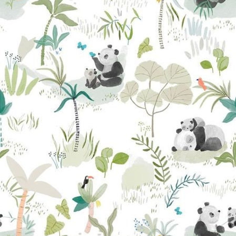 Cotton fabric Panda Dear Stella panda-monium image 1