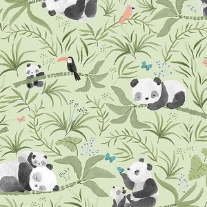 Cotton fabric Panda Dear Stella bamboolized image 1