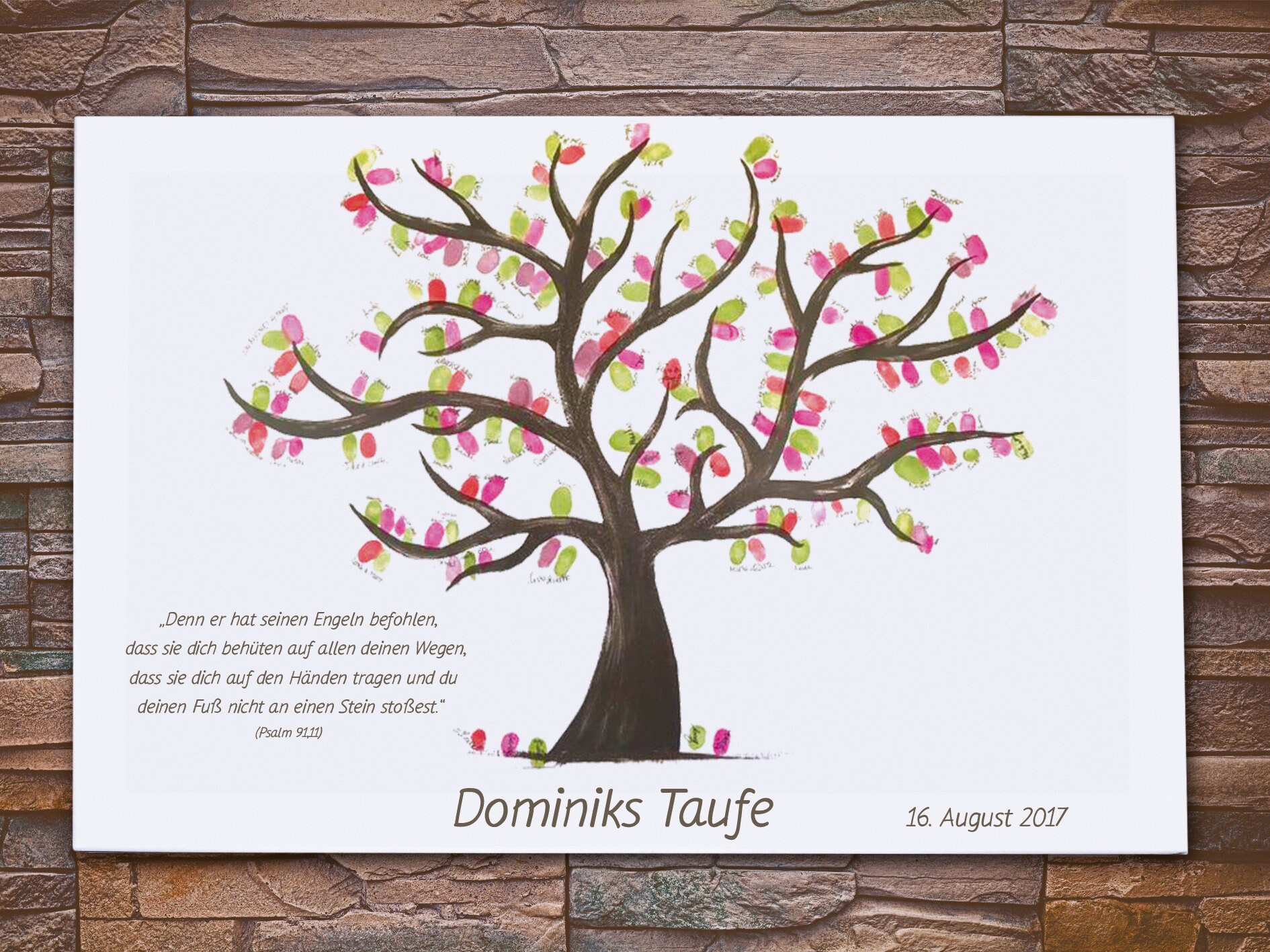 Taufbaum auf Leinwand Ihrem Taufspruch Gästebuch Taufe Etsy