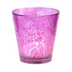 Lantern tealight holder quaking grass deep cut engraving hand engraved mouth blown
