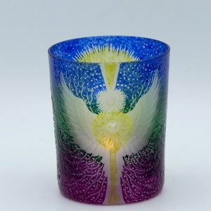 Lantern tealight holder angel and sun deep cut engraving