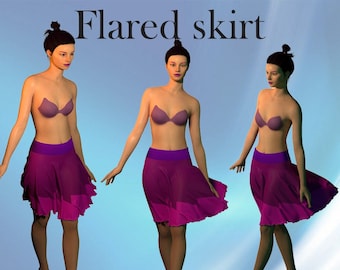 3D fashion Garment flared skirt -01 ZPRJ file for CLO 3D and Marvelous Designer for download