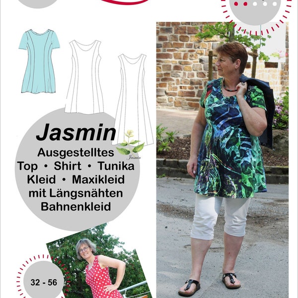 Jasmin  Papierschnittmuster Damen Bahnenkleid  Top Tunika  Maxikleid Design Anita Lüchtefeld große Größen