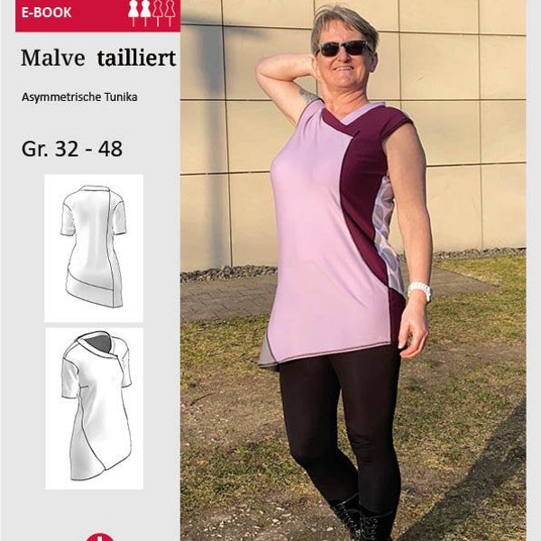 Malve asymmetrische Tunika in tailliert von UnendlichSchön-Design Anita Lüchtefeld 32 - 48