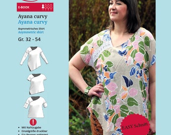 Curvy Ayana Asymmetrischer Blusenschnittmuster als PDF von 32 - 54