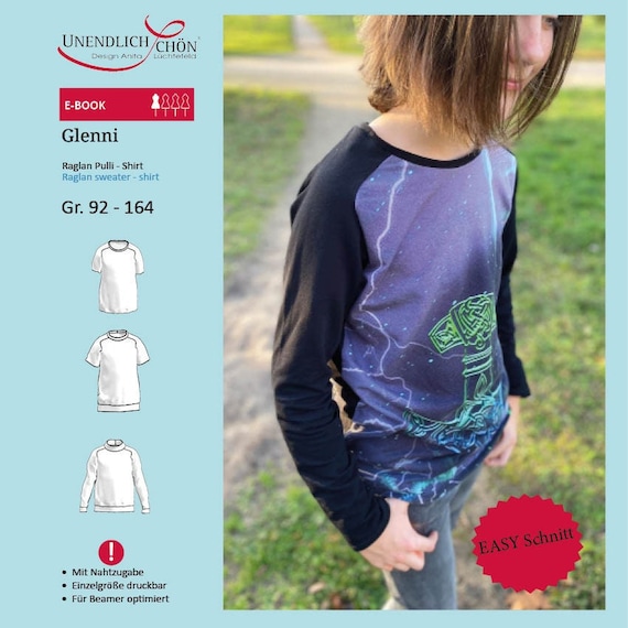 Glenni Kids Raglan Sweater or Shirt Download as PDF From 92 164 - Etsy | Shirts