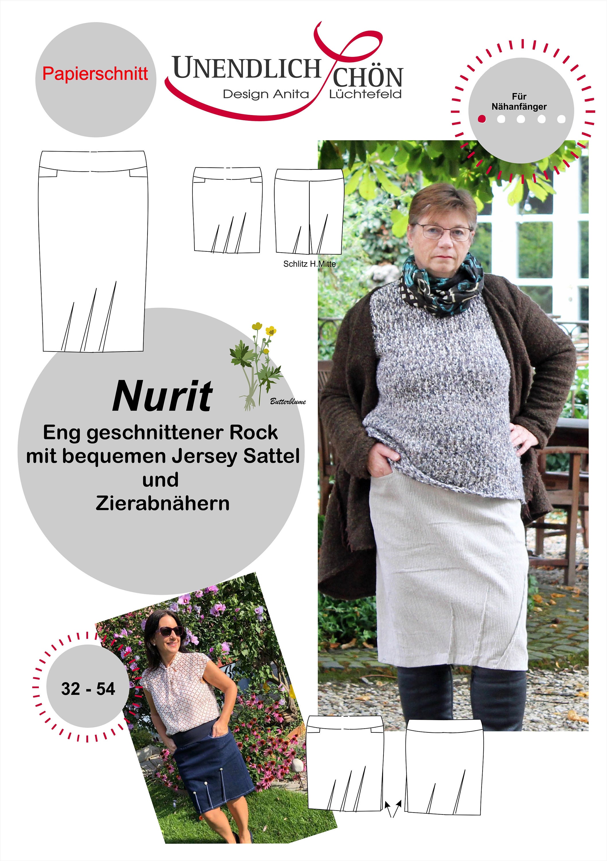 Paper Cut Nurit Tight-fitting Skirt With Decorative Darts in Long and Short  Sizes From 32 54 by Design Anita Lüchtefeld Label Unendlichschoen -   Canada