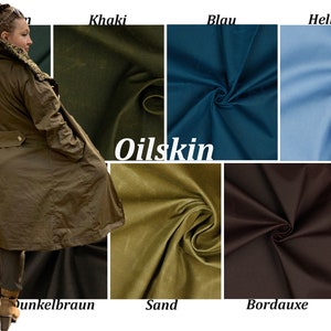 Oilskin waxed cotton for coats, jackets or accessories