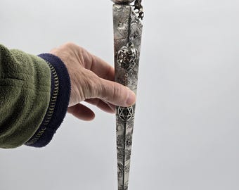 Large silver Torah pointer / Yad from 1886, Art Nouveau, Judaico