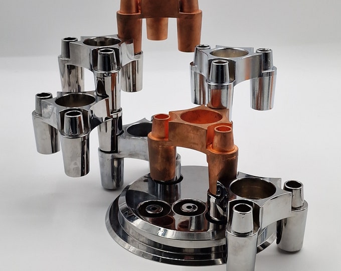 Stackable candle holders for tea lights, industrial Dutch design
