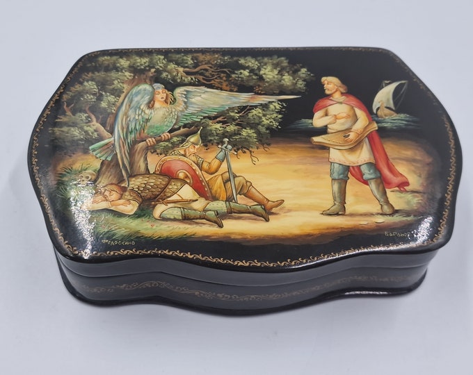 Russian lacquer box with mythological decor