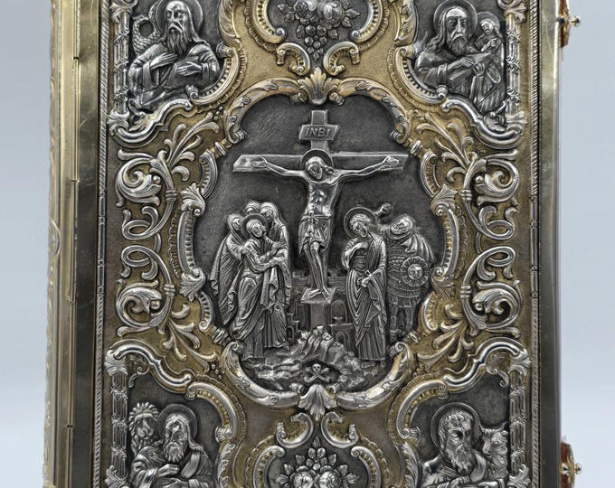 Holy Gospel, Large size in sterling silver gold plated