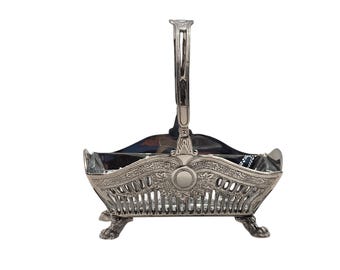 Openwork metal dish with glass inner container