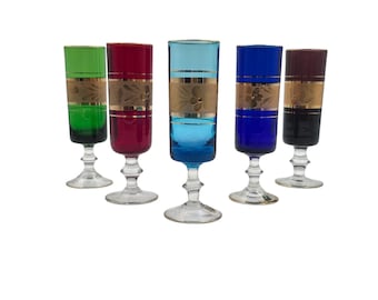 Set of 5 vintage Champagne glasses from Italy