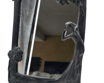 Table mirror "The First Cuckoo" Art Nouveau made of ebonite