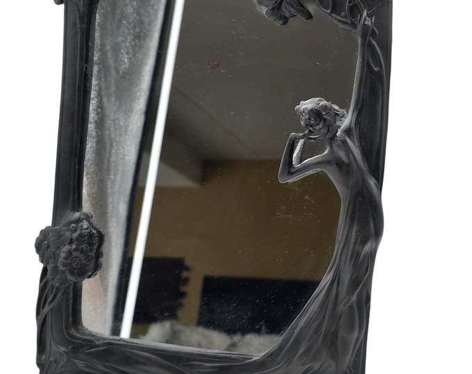Table mirror "The First Cuckoo" Art Nouveau made of ebonite