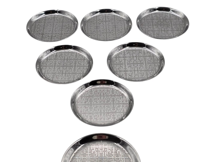 WMF, Set of 7 coasters, including 1 larger one for the bottle, Geometric design
