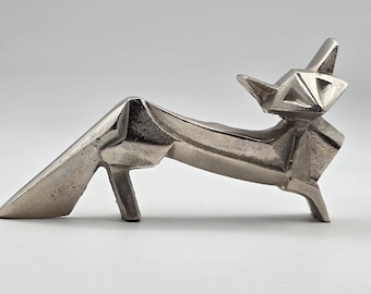 Abstract stylized sculpture of a fox, Aluminum