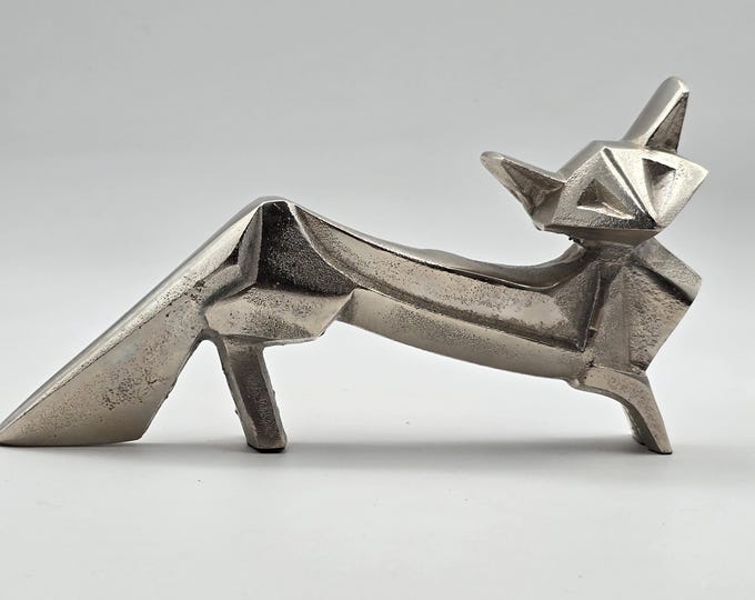 Abstract stylized sculpture of a fox, Aluminum